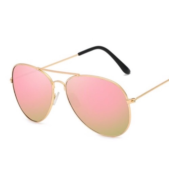 Pink Gold Mirrored Aviator Sunglasses - Picture 2 of 3